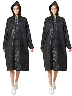New - 2 Pcs Unisex Rain Coats Adults Clear Rainwear‎ Lightweight Rain Cape